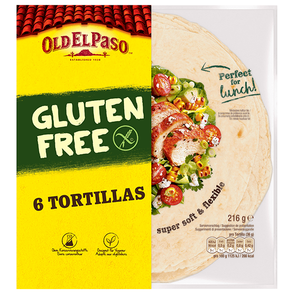 un paquet de 6 tortillas sans gluten Old El Paso, 216 g