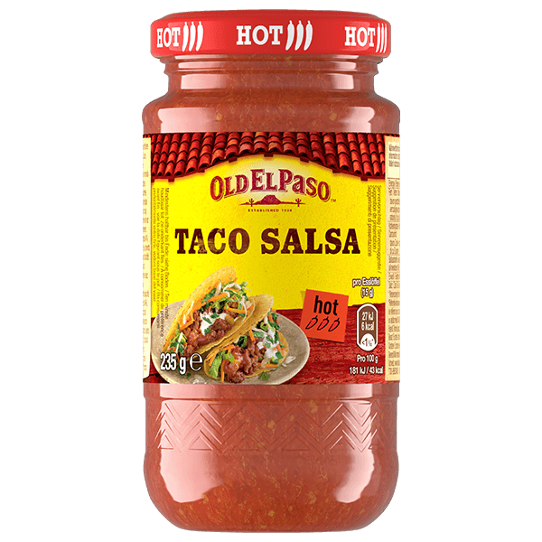 un pot en verre de Old El Paso Sauce salsa épicée pour tacos, 235g